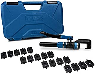 TEMCo Hydraulic Cable Lug Crimper TH0006 V2.0 5 US TON 12 AWG to 00 (2/0) Electrical Terminal Cable Wire Tool Kit with 18 Die Sets