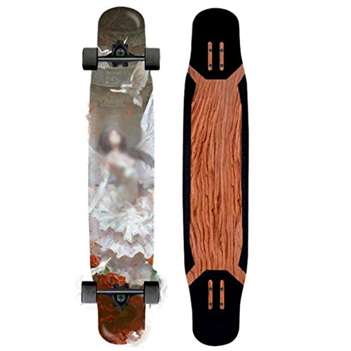 qwert Skateboard 46 Inch/117cm Dancing Longboard Double Kick Deck Skateboards 7-ply Maple and Smooth PU Casters for Beginner, Pro, Adults, Teens, Load Maximum 300 Pounds