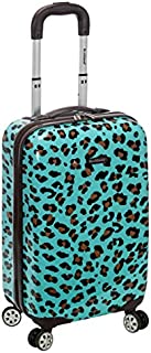 Rockland Safari Hardside Spinner Wheel Luggage, Blue Leopard, Carry-On 20-Inch