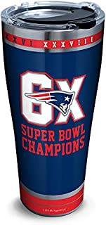 Tervis NFL New England Patriots 6X Super Bowl Champion Stainless Steel Insulated Tumbler with Lid, 30oz, Silver