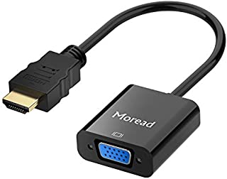 Moread HDMI to VGA, Gold-Plated HDMI to VGA Adapter (Male to Female) for Computer, Desktop, Laptop, PC, Monitor, Projector, HDTV, Chromebook, Raspberry Pi, Roku, Xbox and More - Black