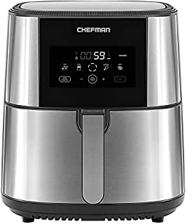 Chefman TurboFry Air Fryer, XL 8-Qt Capacity for Family Cooking, BPA-Free w/Dishwasher Safe Basket, Nonstick Square Stainless Steel Airfryer w/One-Touch Presets, Use Less Oil for Healthy Rapid Frying