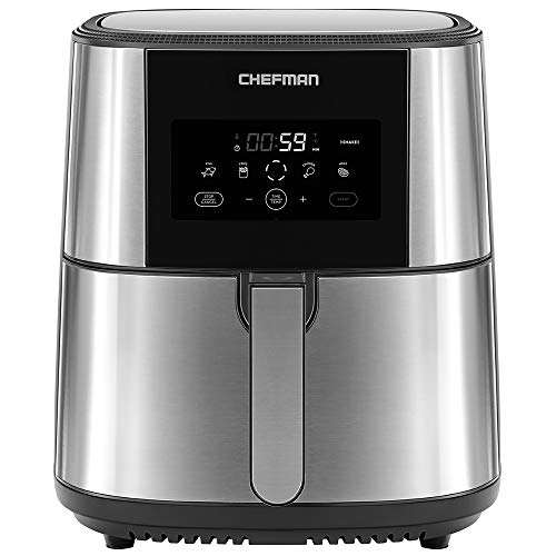 Chefman TurboFry Air Fryer, XL 8-Qt Capacity for Family Cooking, BPA-Free w/Dishwasher Safe Basket, Nonstick Square Stainless Steel Airfryer w/One-Touch Presets, Use Less Oil for Healthy Rapid Frying