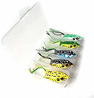 LENPABY 5pcs Frog Lure Ray Frog Topwater Fishing Crankbait Lures/Artificial Soft Bait 5.5CM 8G Soft Tube Bait ,Especially for Bass Snakehead ,Freshwater Soft Bai Musky Tackle Box Spitted weedless bas