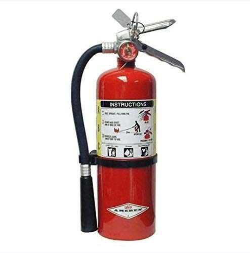 Amerex 5 Pound Stored Pressure ABC Dry Chemical 2A:10B:C Multi-Purpose Fire Extinguisher For Class A, B And C Fires With Anodized Aluminum Valve, Wall Bracket, Hose And Nozzle