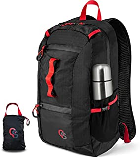 Packable and Foldable Lightweight Hiking Daypack- 22L Backpacking Water Resistant Travel Bag for Men and Women - Ultralight Carry On for Beach or Emergency. Waterproof 210D Nylon Collapsible by QS USA