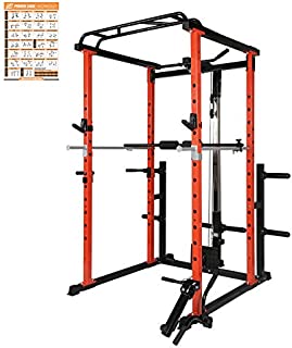 RitFit Power Cage with LAT Pull Down and 360° Landmine, 1000LB Capacity Power Rack Full Home Gym for Weightlifting, Come with J-Cups,Dip Bars and Other Attachments