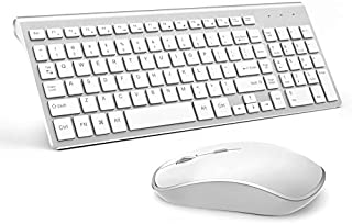 Wireless Keyboard and Mouse,JOYACCESS USB Slim Wireless Keyboard Mouse with Numeric Keypad Compatible with iMac Mac PC Laptop Tablet Computer Windows (Silver White)