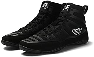 AMODA Men's Combat Speed Wrestling Shoe Boxing Weightlifting Shoes for Men Black