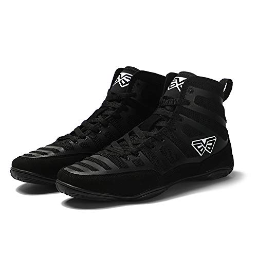 AMODA Men's Combat Speed Wrestling Shoe Boxing Weightlifting Shoes for Men Black