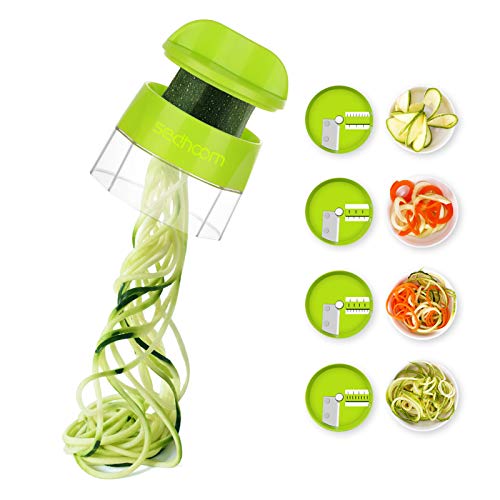 Zucchini Spiraler Veggie Spiralizer Sedhoom 4 in 1 Spiralizer Noodle Maker Vegetable Spiralizer Handheld Spiralizer Spiralizer Vegetable Slicer Zoodler Spiralizer Handheld Great for Salad