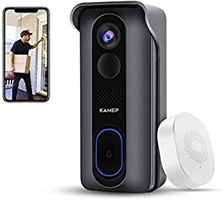 2021 Newest Wireless WiFi Video Doorbell Camera with Chime HD 1080P Waterproof Home Security Camera Battery Powered with 2-Way Audio, Motion Detection ,Night Vision,Wide Angle,Cloud Storage, KAMEP