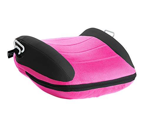 hiccapop UberBoost Inflatable Booster Car Seat | Blow up Narrow Backless Booster Car Seat for Travel | Portable Booster Seat for Toddlers, Kids, Child | Pink/Black