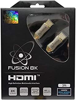 Fusion8K HDMI 2.1 Cable Supports 8K @60Hz and 4K @120Hz Compatible with All TVs, BluRay, Xbox Series X, PS5 (3 Feet)