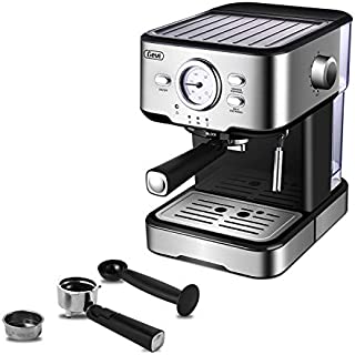 Gevi Espresso Machine 15 Bar Coffee Machine with Foaming Milk Frother Wand for Espresso, Cappuccino, Latte and Mocha, Steam Espresso Maker For Home Barista, Adjustable Milk Frothing and Double Temperature Control System, Stainless Steel, 1100W