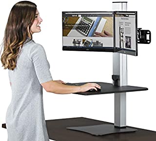 Victor High Rise Collection DC450 Dual Monitor Electric sit Stand Workstation, Motorized Standing Desk with Dual Monitor Mount, Black