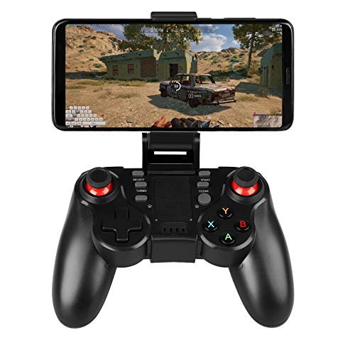 Linkstyle Wireless Game Controller Bluetooth Mobile Gamepad Joystick Game Handle with Retractable Phone Holder Clip Compatible for Android/iOS Smartphone