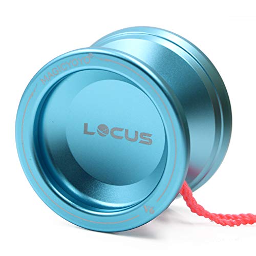 Magic Yoyo Ball V6 Locus Space Yoyo Aluminum Metal Responsive Yoyos Ball Bearing for Kids Beginners Learner with Bag Glove 5 Strings Light Blue