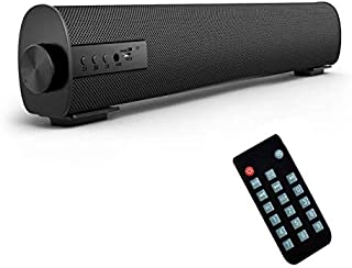 Portable Soundbar for TV/PC, Outdoor/Indoor Wired & Wireless Bluetooth Stereo Speaker with The Newest Remote Control, 2 X 5W Mini Home Theater Sound bar with Built-in Subwoofers for Phones/Tablets