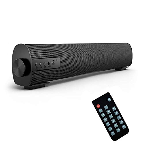 Portable Soundbar for TV/PC, Outdoor/Indoor Wired & Wireless Bluetooth Stereo Speaker with The Newest Remote Control, 2 X 5W Mini Home Theater Sound bar with Built-in Subwoofers for Phones/Tablets