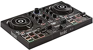 Hercules DJControl Inpulse 200  DJ controller with USB, ideal for beginners learning to mix - 2 tracks with 8 pads and sound card - Software and tutorials included