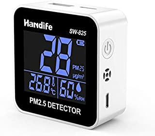 Air Quality Monitor, Handife Air Quality Tester for PM2.5 Temperature (-10~50°C) and Humidity (0%~99% RH) Monitor Highly Accurate Smart Portable Air Quality Detector Indoor Outdoor LCD Display