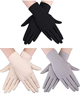 Boao 3 Pairs Women Sun Protective Gloves UV Protection Summer Sunblock Gloves Touchscreen Gloves for Driving Riding