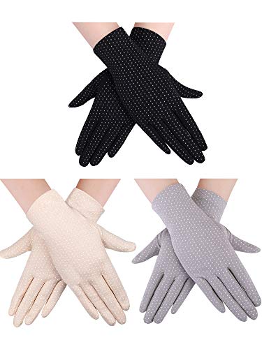 Boao 3 Pairs Women Sun Protective Gloves UV Protection Summer Sunblock Gloves Touchscreen Gloves for Driving Riding