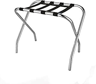 Chrome Folding Luggage Rack and Suitcase Stand- Durable Folding Bag Holder with Black Nylon Straps by Lavish Home