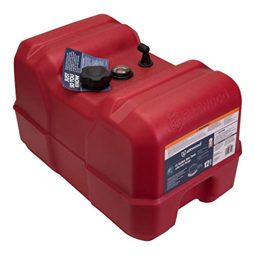 Attwood 8812LPG2 12-Gallon Portable Fuel Tank with High-Flow Fuel Cap, Red Finish