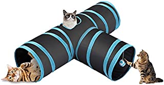 CO-Z Collapsible Cat Tunnel Tube Kitty Tunnel Bored Cat Pet Toys Peek Hole Toy Ball Cat, Puppy, Kitty, Kitten, Rabbit (3-Way Black)