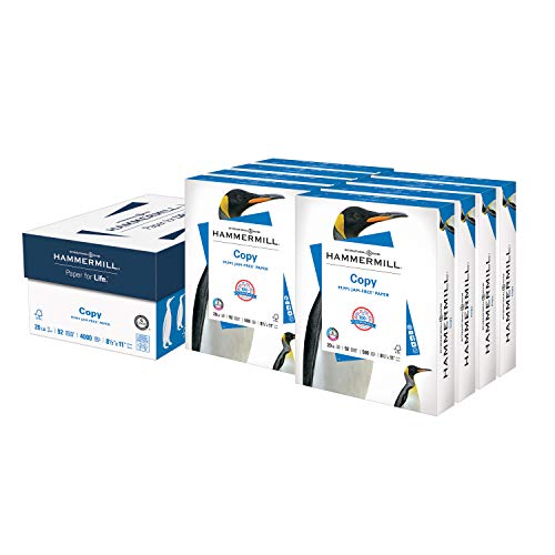 Hammermill Printer Paper, 20 lb Copy Paper, 8.5 x 11 - 8 Ream (4,000 Sheets) - 92 Bright, Made in the USA