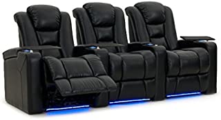 Octane Seating Mega XL950 Home Theatre Seating - Black Bonded Leather - Power Recline - Lighted Cup Holders - Row of 3 Seats