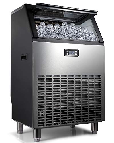 Northair Commercial Ice Maker Machine 270lbs Ice in 24hrs with 55 lbs Storage Capacity Stainless Steel Free-Standing Ice Maker Machine with LCD Display, Ideal For Restaurant, Bar, Coffee Shop