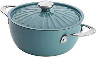 Rachael Ray Cucina Nonstick Dish/Casserole Pan with Lid, 4.5 Quart, Agave Blue