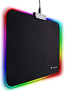 RGB Gaming Mouse Pad (13.8x9.8 inches), TYNIKA Large Soft LED Mousepad with 14 Lighting Modes, Non-Slip Rubber Base - Waterproof Computer Keyboard Mouse Mat, 350x250x5mm