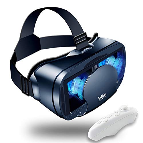 VR Headset Virtual Reality VR 3D Glasses VR Set 3D Virtual Reality Goggles, Controller, Adjustable VR Glasses Support 7 Inches [with Gamepad]