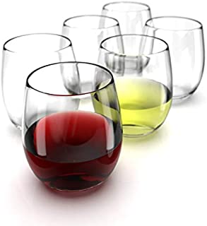 Chef's Star Stemless Wine Glasses Set of 6-15 0z. Oversized Wine Glass - Made from BPA-Free, Sturdy Glass - Dishwasher Safe - Perfect to Use As Red Wine Glasses or White Wine Glasses