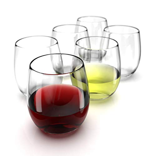 Chef's Star Stemless Wine Glasses Set of 6-15 0z. Oversized Wine Glass - Made from BPA-Free, Sturdy Glass - Dishwasher Safe - Perfect to Use As Red Wine Glasses or White Wine Glasses