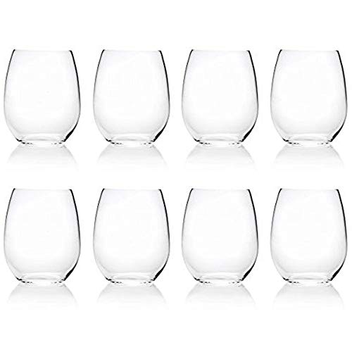 18-ounce Acrylic Glassses Stemless Wine Glasses, set of 8 Clear - Unbreakable, Dishwasher Safe, BPA Free