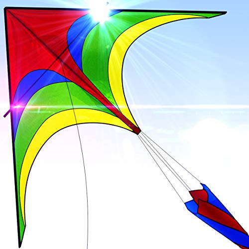 Easy To Fly Large Nylon Eagle Kite For Kids and Adults For Beach Trip & Outdoor Activities Perfect for Beginners Flies High in Light Breeze Flying String Line Included Big Flyer Childrens Toys