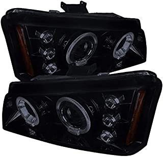 Carpartsinnovate For Chevy 03-07 Silverado 02-06 Avalanche Glossy Black Halo Projector Headlights