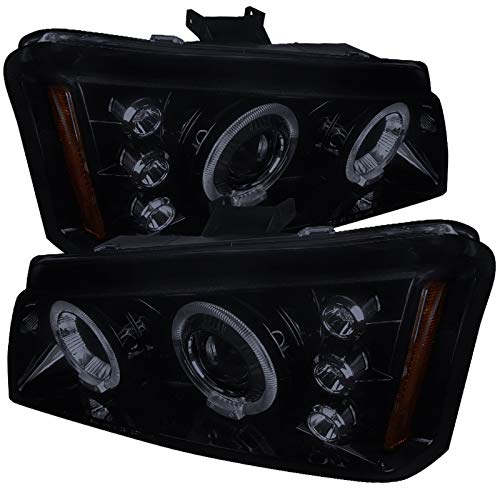 Carpartsinnovate For Chevy 03-07 Silverado 02-06 Avalanche Glossy Black Halo Projector Headlights