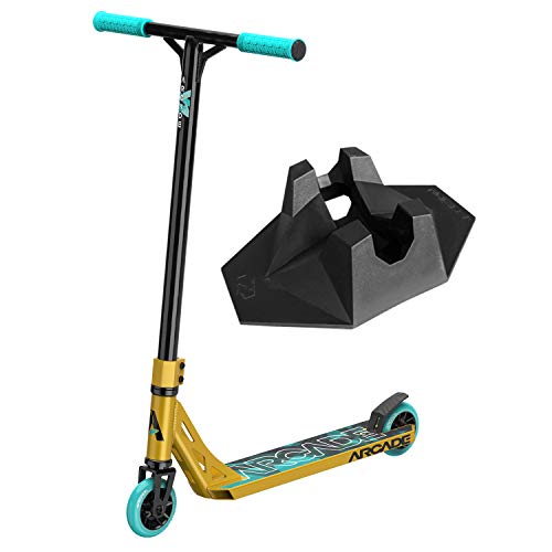 ARCADE Pro Scooters - Stunt Scooter for Kids 8 Years and Up - Perfect for Beginners Boys and Girls - Best Trick Scooter for BMX Freestyle Tricks (Gold/Teal)