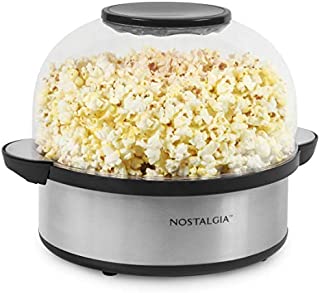 Nostalgia Stainless Steel 6-Quart Stirring Speed Popper with Quick-Heat Technology 24 Popcorn, with Kernel Measuring Cup, Makes Roasted Nuts, Perfect for Birthday Parties, Movie Nights