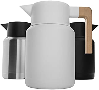 Large Thermal Coffee Carafe - Stainless Steel, Double Walled Thermal Pots For Coffee and Teas by Hastings Collective - White, Vacuum Carafes With Removable Tea Infuser and Strainer | 50 Oz.