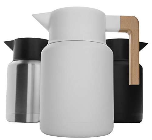 Large Thermal Coffee Carafe - Stainless Steel, Double Walled Thermal Pots For Coffee and Teas by Hastings Collective - White, Vacuum Carafes With Removable Tea Infuser and Strainer | 50 Oz.