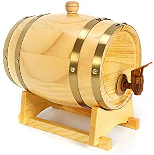 Oak Barrel 3L, 3 Liter American Oak Aging Barrel Tequila Whiskey Rum Bourbon Wine 3L Vintage Wood Timber Whiskey Rum Port Keg 160mm 6.3