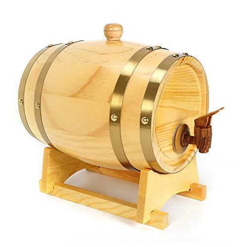 Oak Barrel 3L, 3 Liter American Oak Aging Barrel Tequila Whiskey Rum Bourbon Wine 3L Vintage Wood Timber Whiskey Rum Port Keg 160mm 6.3