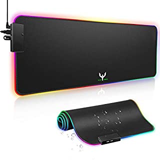 Blade Hawks RGB Gaming Mouse Pad, 3 USB Port Large Soft LED Mouse Pad with Speaker, 15 Lighting Mode, Water Resistance and Anti-Slip Extended Mouse Mat for Gaming (31x11.8x0.2 in)